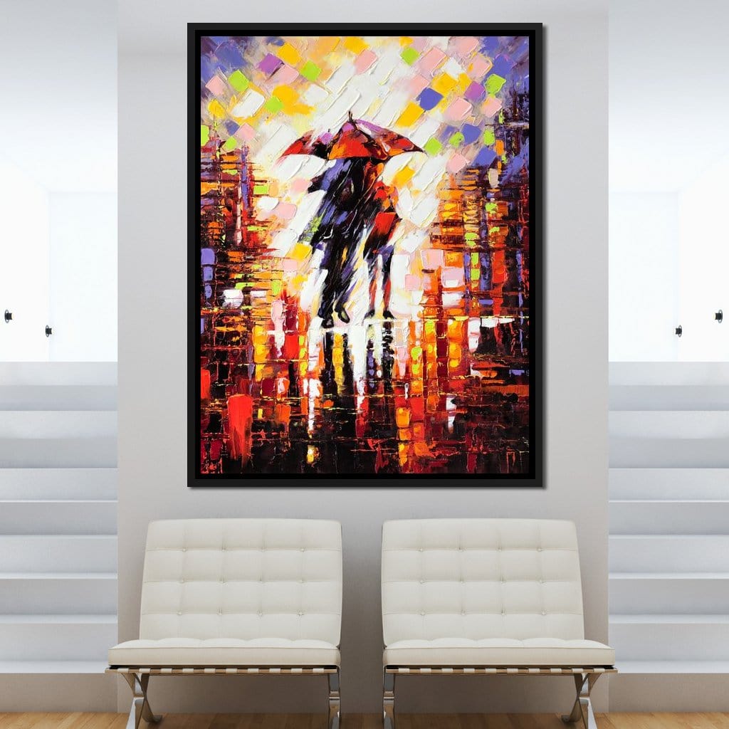 Enamoured Under The Umbrella Canvas Wall Art