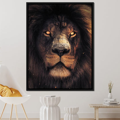 Scary Lion Canvas Wall Art