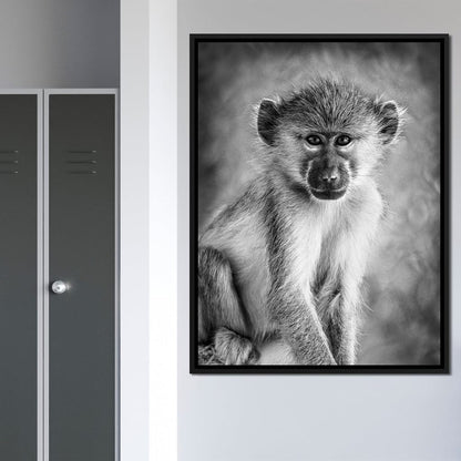 Monkey in Black & White Canvas Wall Art