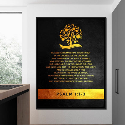 Psalm 1:1-3 Canvas Wall Art