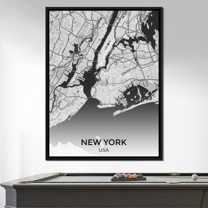 Map of New York City, USA Canvas Wall Art