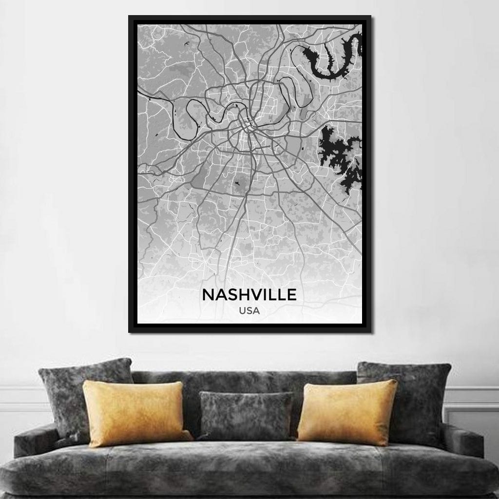 Map of Nashville, USA Canvas Wall Art