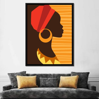 African Woman Profile Canvas Wall Art