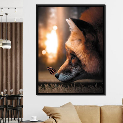 Fox Butterfly Canvas Wall Art