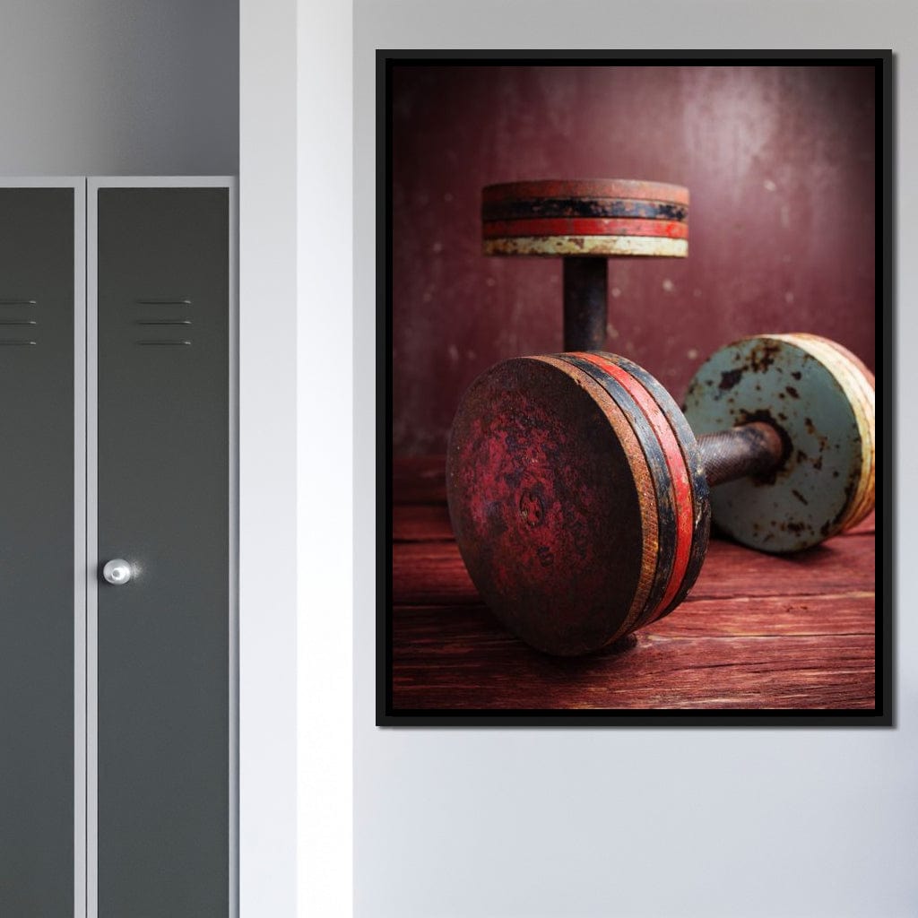 Rusty Dumbbells Canvas Wall Art