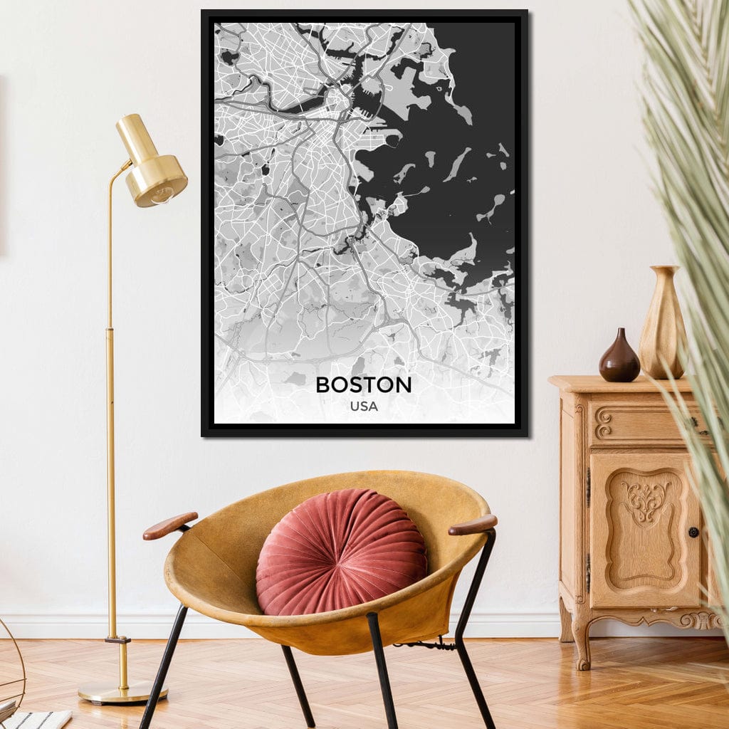 Map of Boston, USA Canvas Wall Art