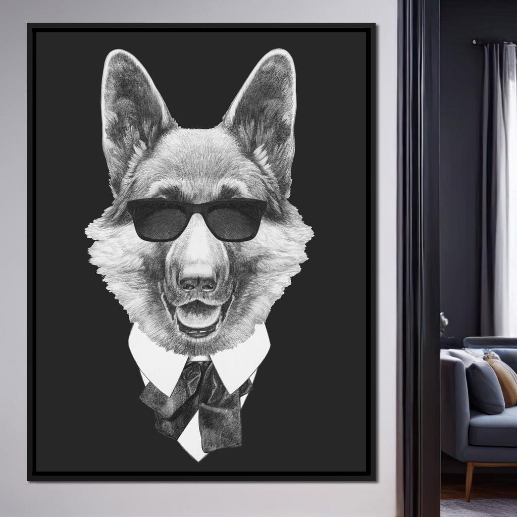 Dressed Up German Shepherd Canvas Wall Art