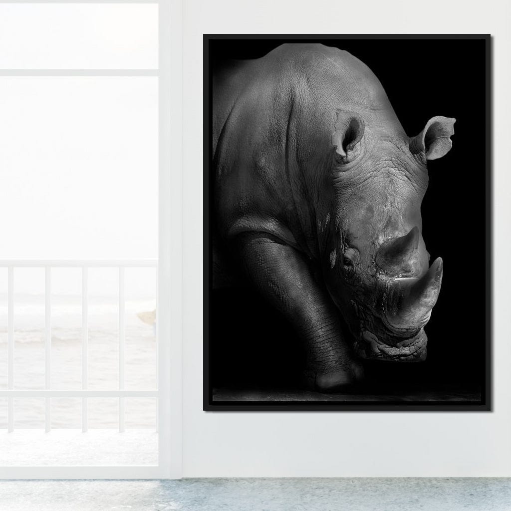 Black and White Rhino Canvas Wall Art