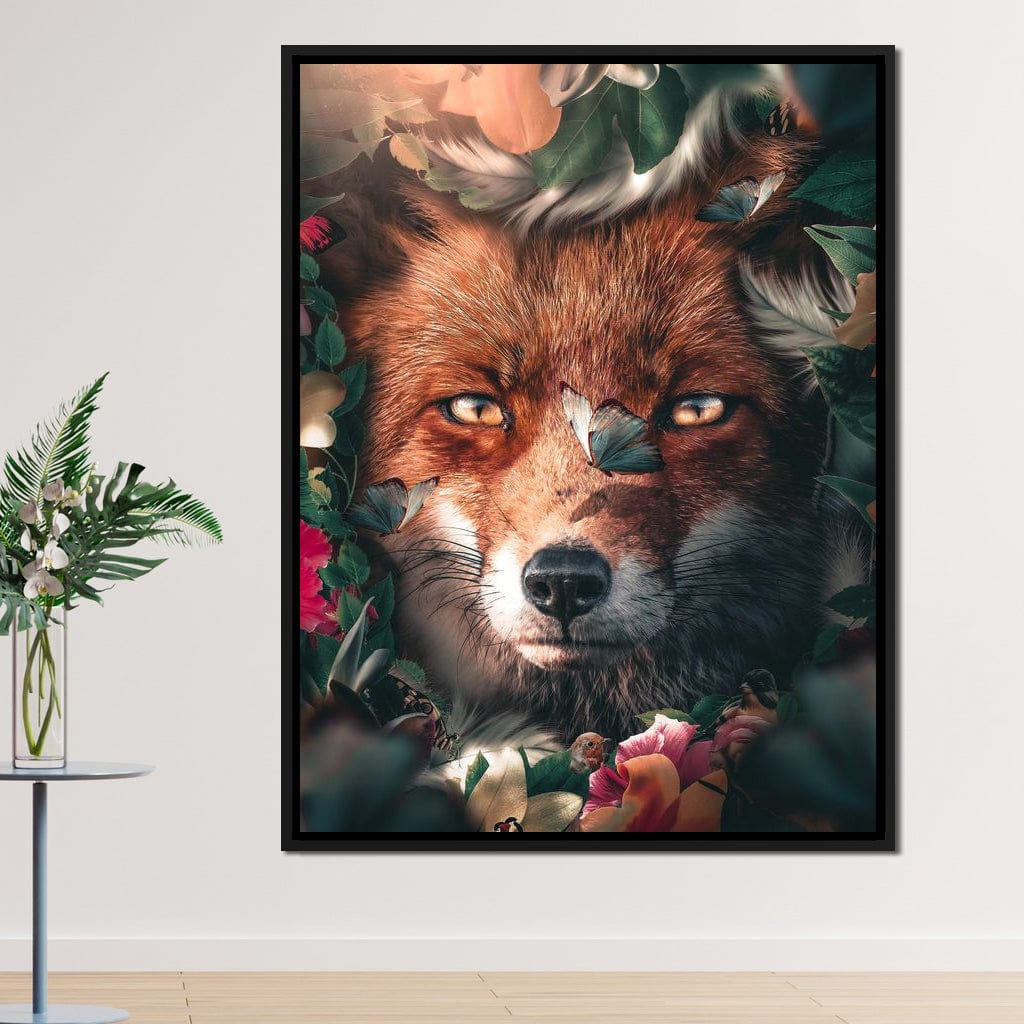 Floral Fox Canvas Wall Art