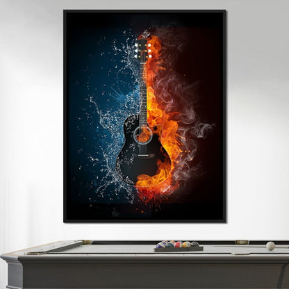 Fire & Water Guitar Canvas Wall Art