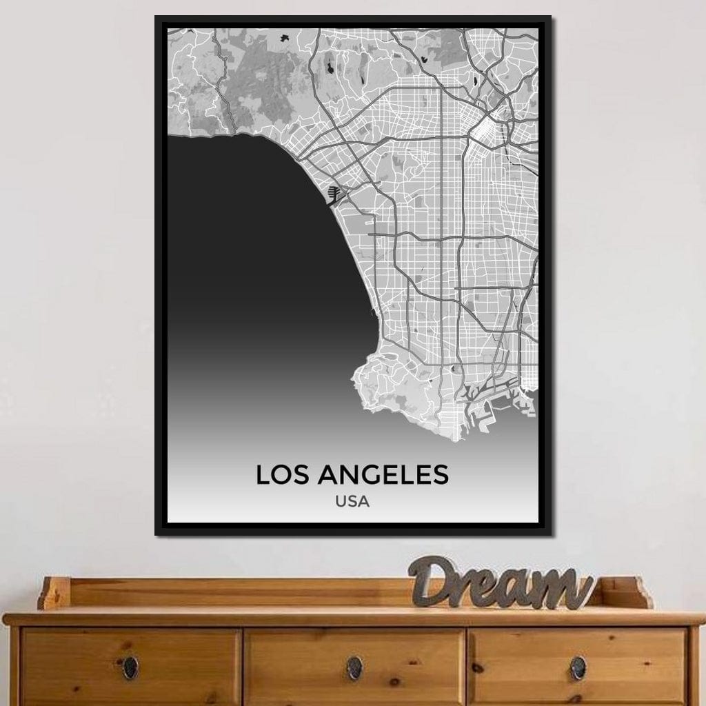 Map of Los Angeles, USA Canvas Wall Art