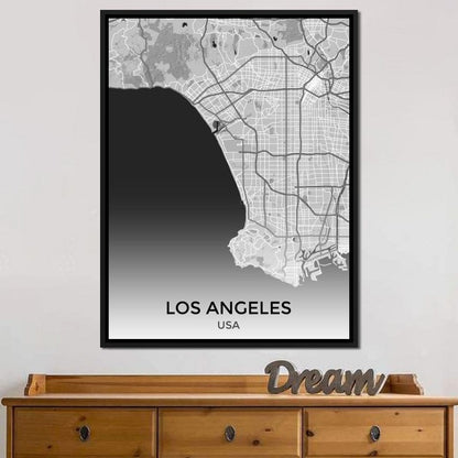 Map of Los Angeles, USA Canvas Wall Art
