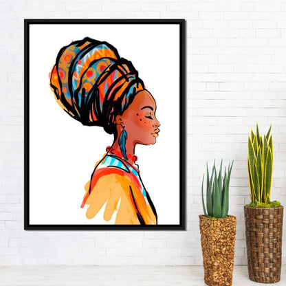 African Woman Turban Canvas Wall Art