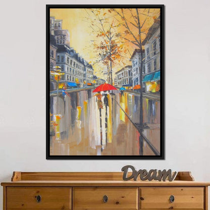 Rain in Boston Canvas Wall Art