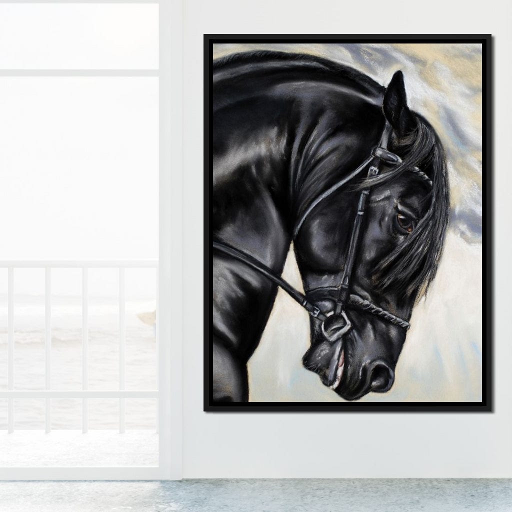 Black Friesian Horse Canvas Wall Art
