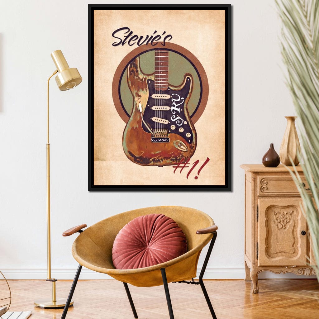 Stevie Ray Vaughan's Guitar Retro Canvas Wall Art