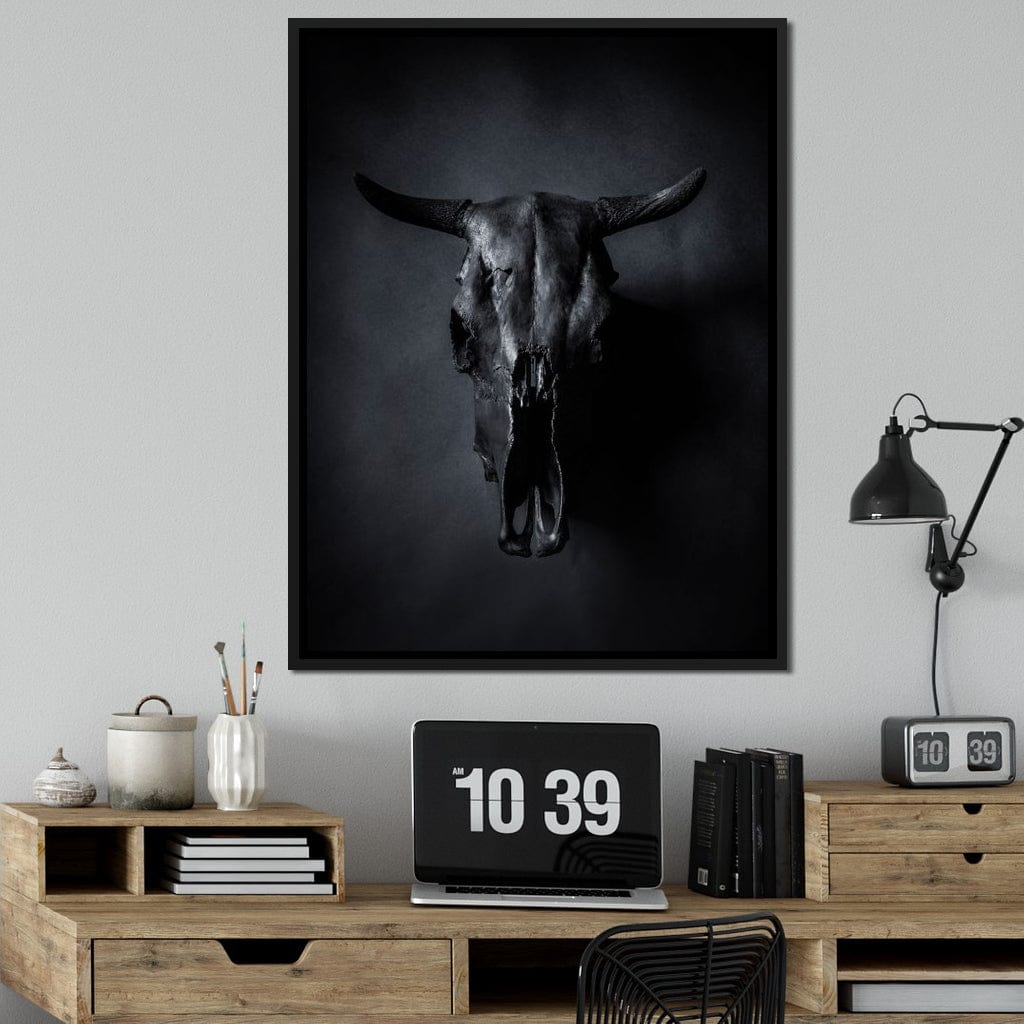 Black Bull Skull Canvas Wall Art