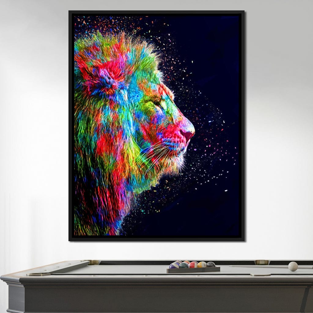 Colored Lion Canvas Wall Art