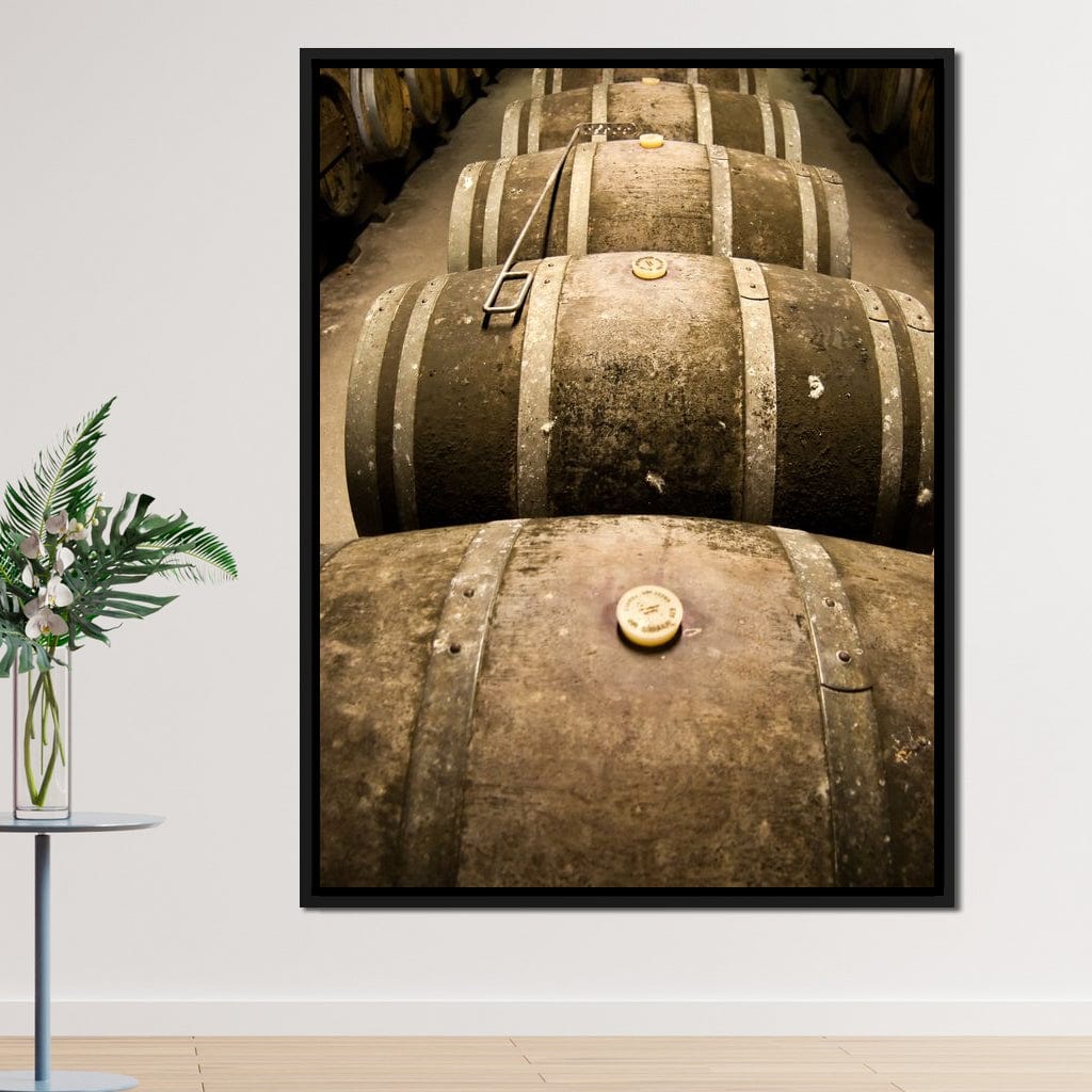 Rusted Wine Barrels Canvas Wall Art