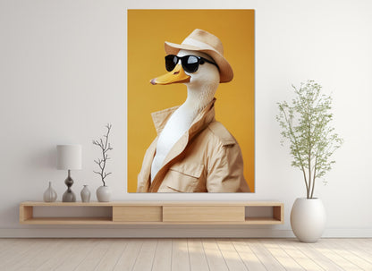 Duck Canvas Print – Cool Duck in Hat & Sunglasses | Framed Canvas Art, Ready to Hang