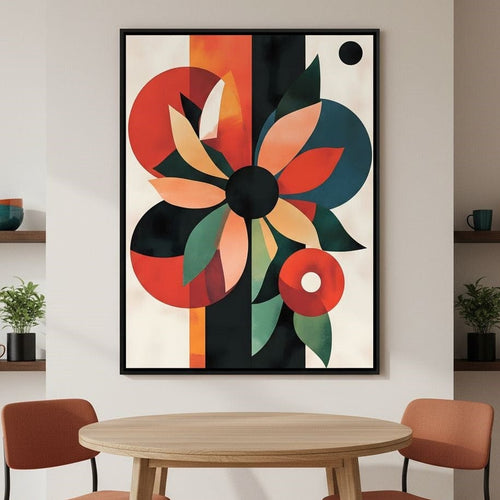 Abstract Floral Geometric Burst Canvas Wall Art