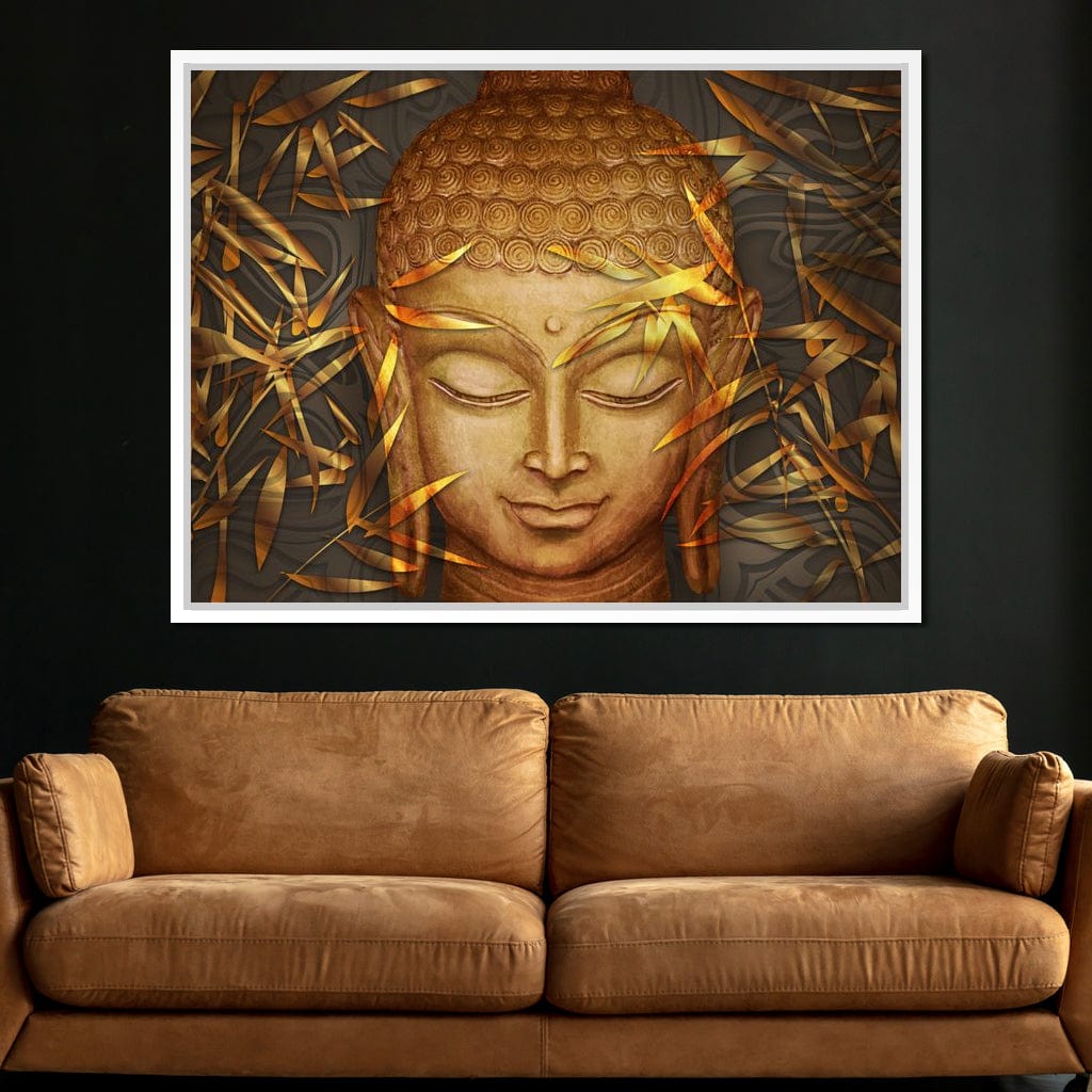 Smiling Golden Buddha Canvas Wall Art