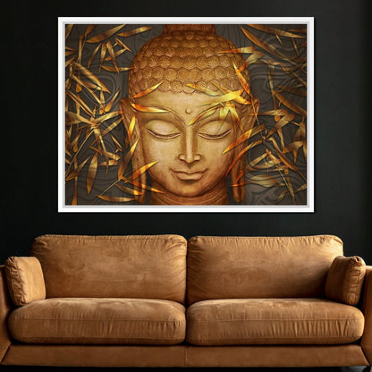 Smiling Golden Buddha Canvas Wall Art