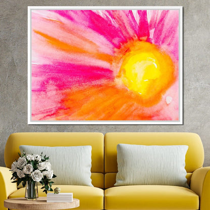 Pink & Orange Watercolor Flower Canvas Wall Art