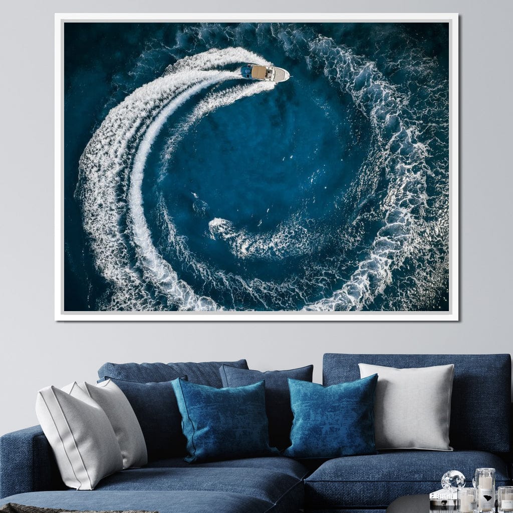 Boat Circle Canvas Wall Art
