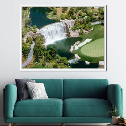 Waterfall on Golf Course Canvas Wall Art