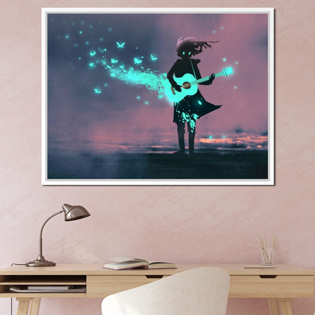 Girl Playing Guitar Canvas Wall Art
