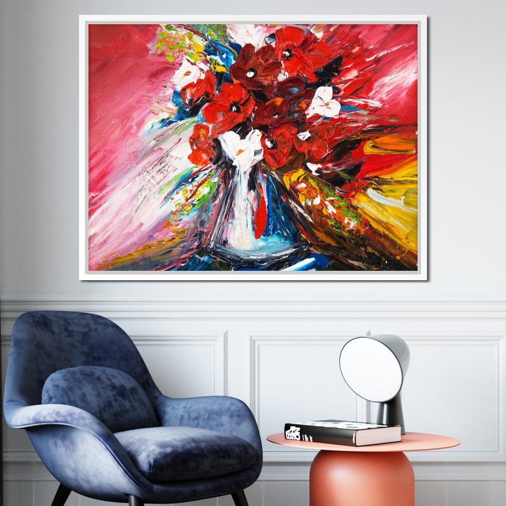 Red Flowers Bouquet Canvas Wall Art