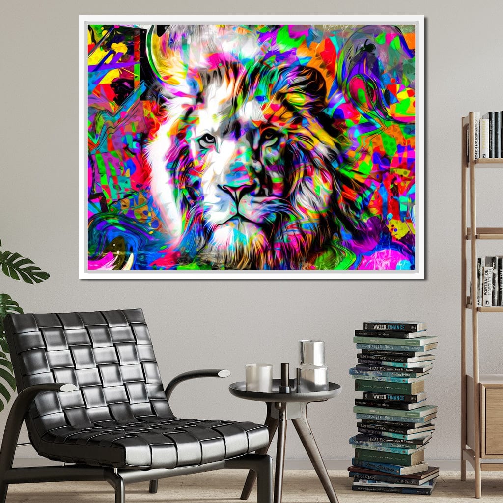 Psychedelic Lion Canvas Wall Art