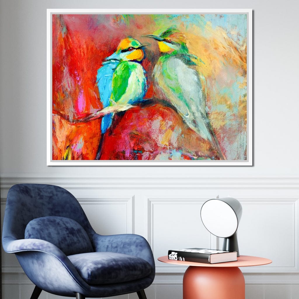 Blue-Tailed Birds Canvas Wall Art