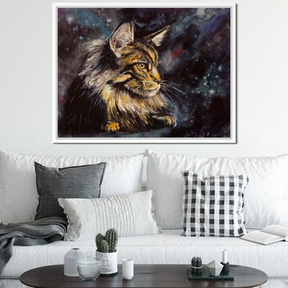 Night Cat Canvas Wall Art