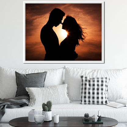 Couple by the Sunset Canvas Wall Art