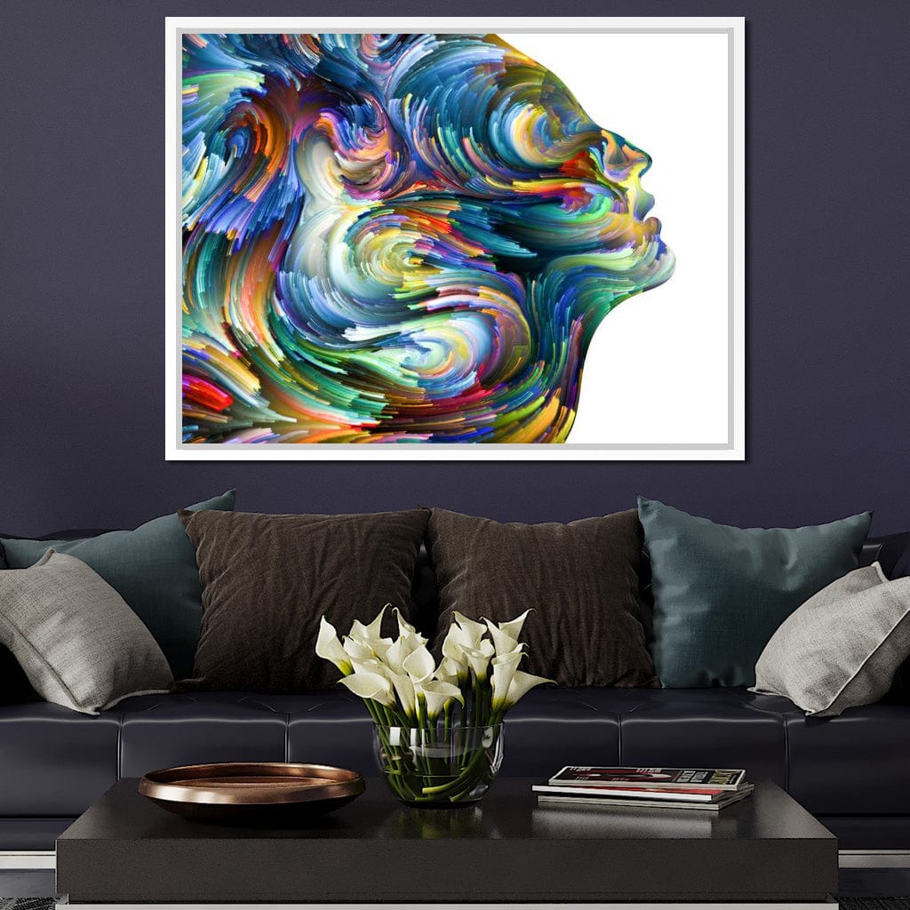 Colored Visage Profile Canvas Wall Art