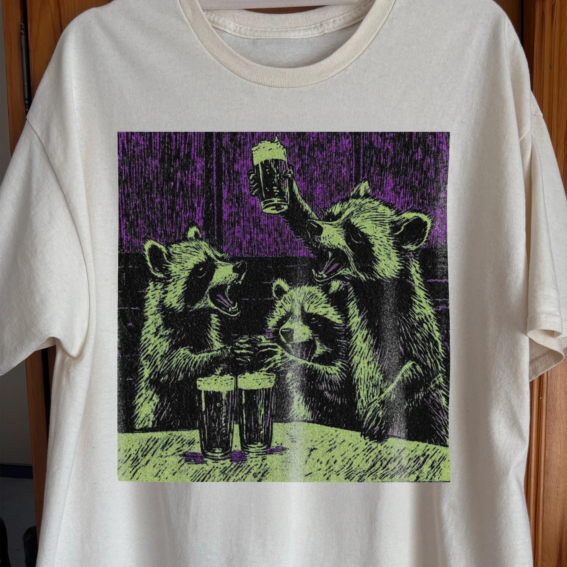 Raccoon Beer T-Shirt, funny meme tee gift (view 2)