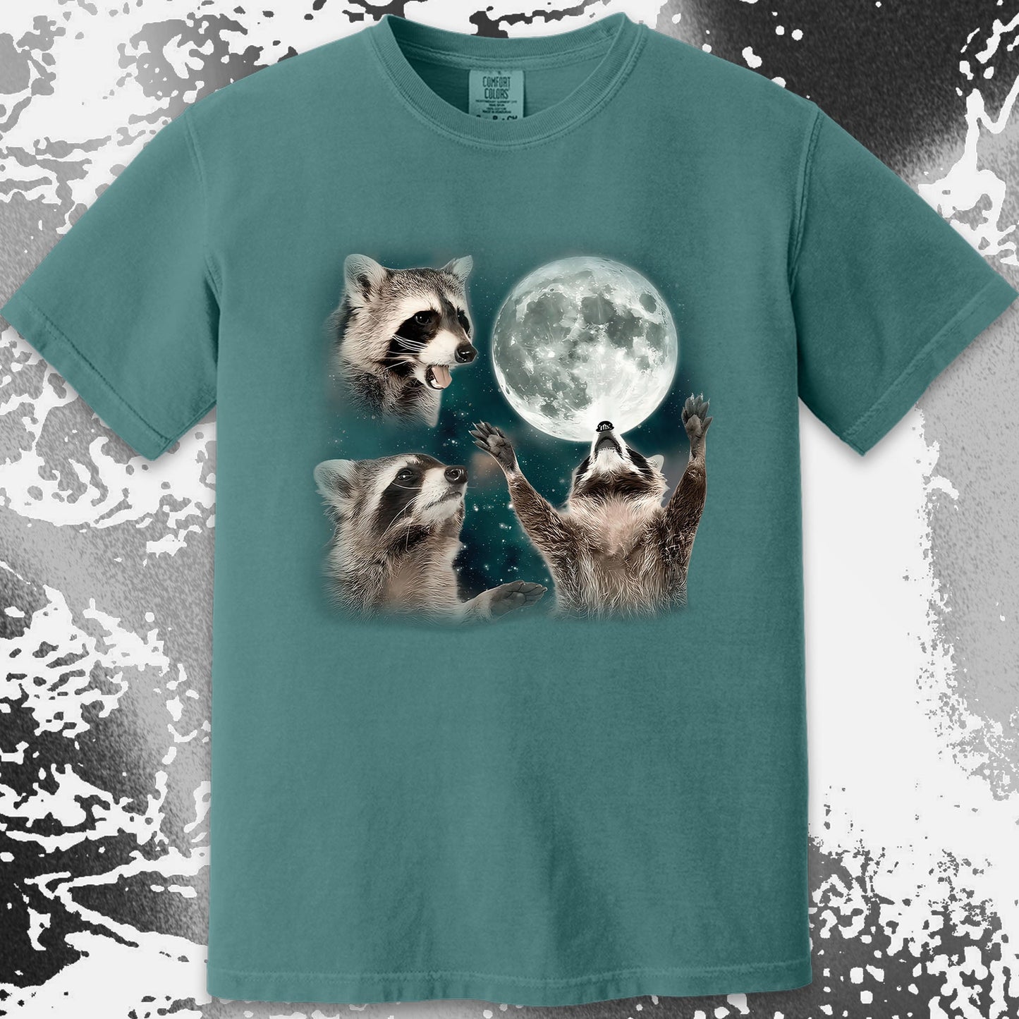Three Raccoons Howling at the Moon Shirt, funny meme tee gift (view 14)