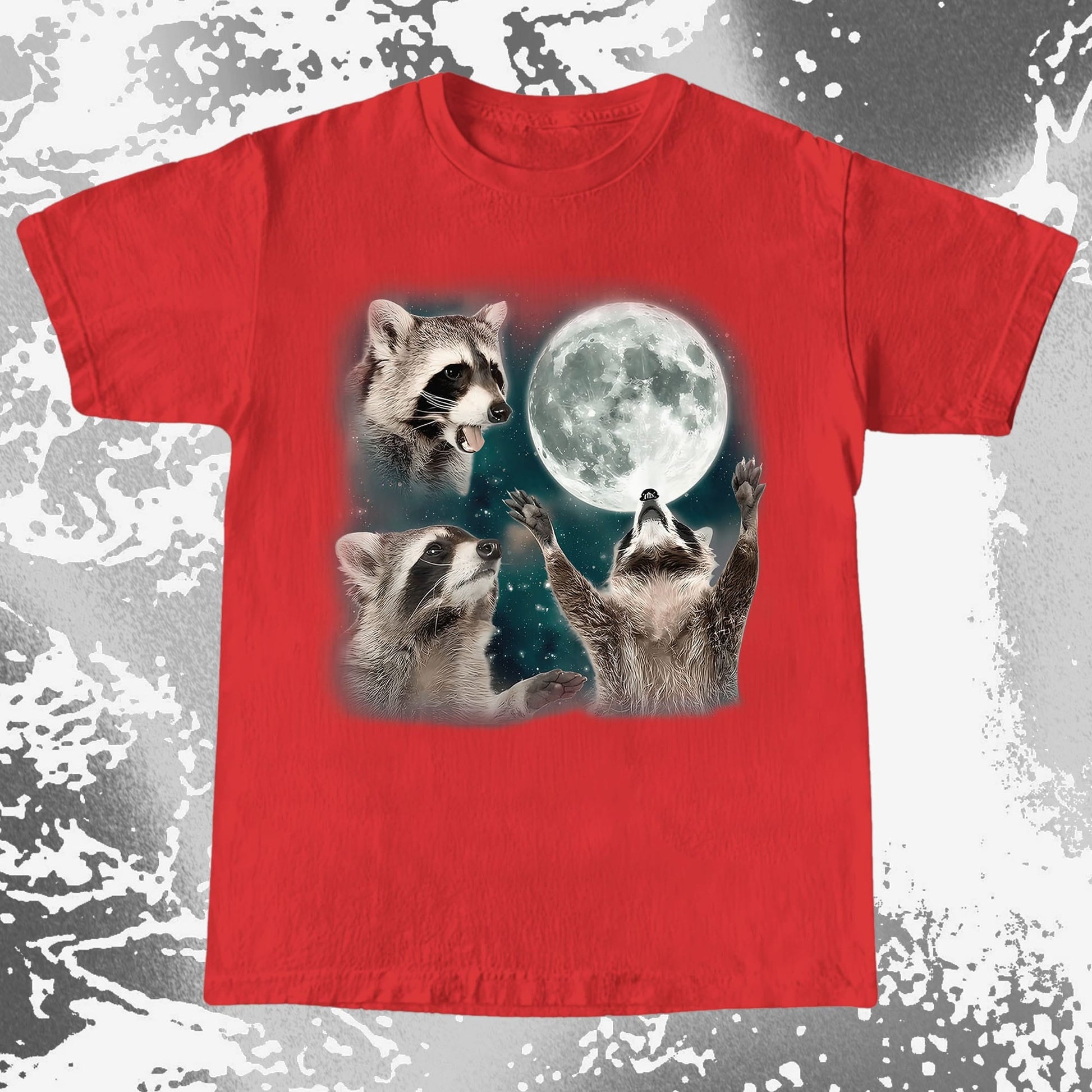 Three Raccoons Howling at the Moon Shirt, funny meme tee gift (view 9)