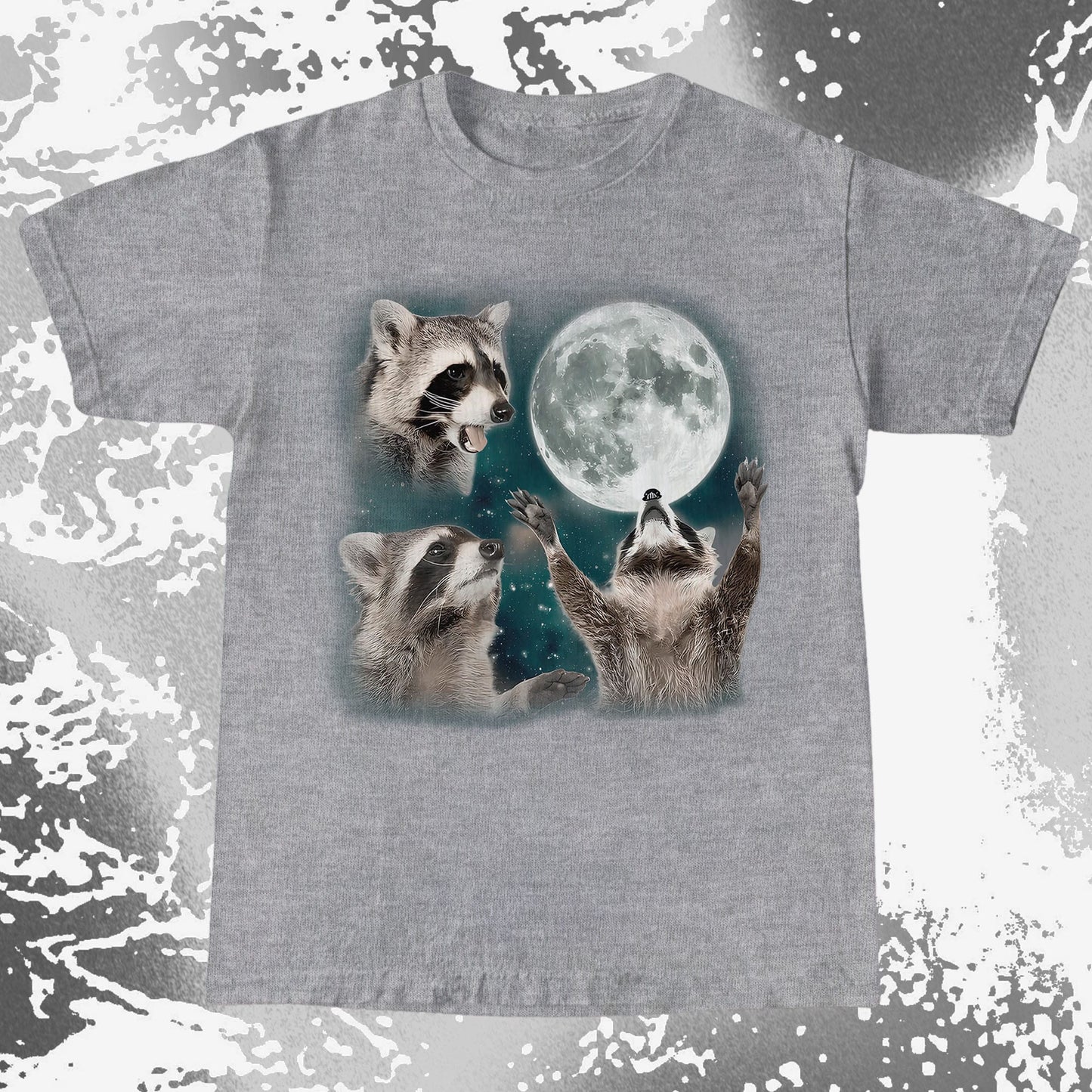 Three Raccoons Howling at the Moon Shirt, funny meme tee gift (view 5)