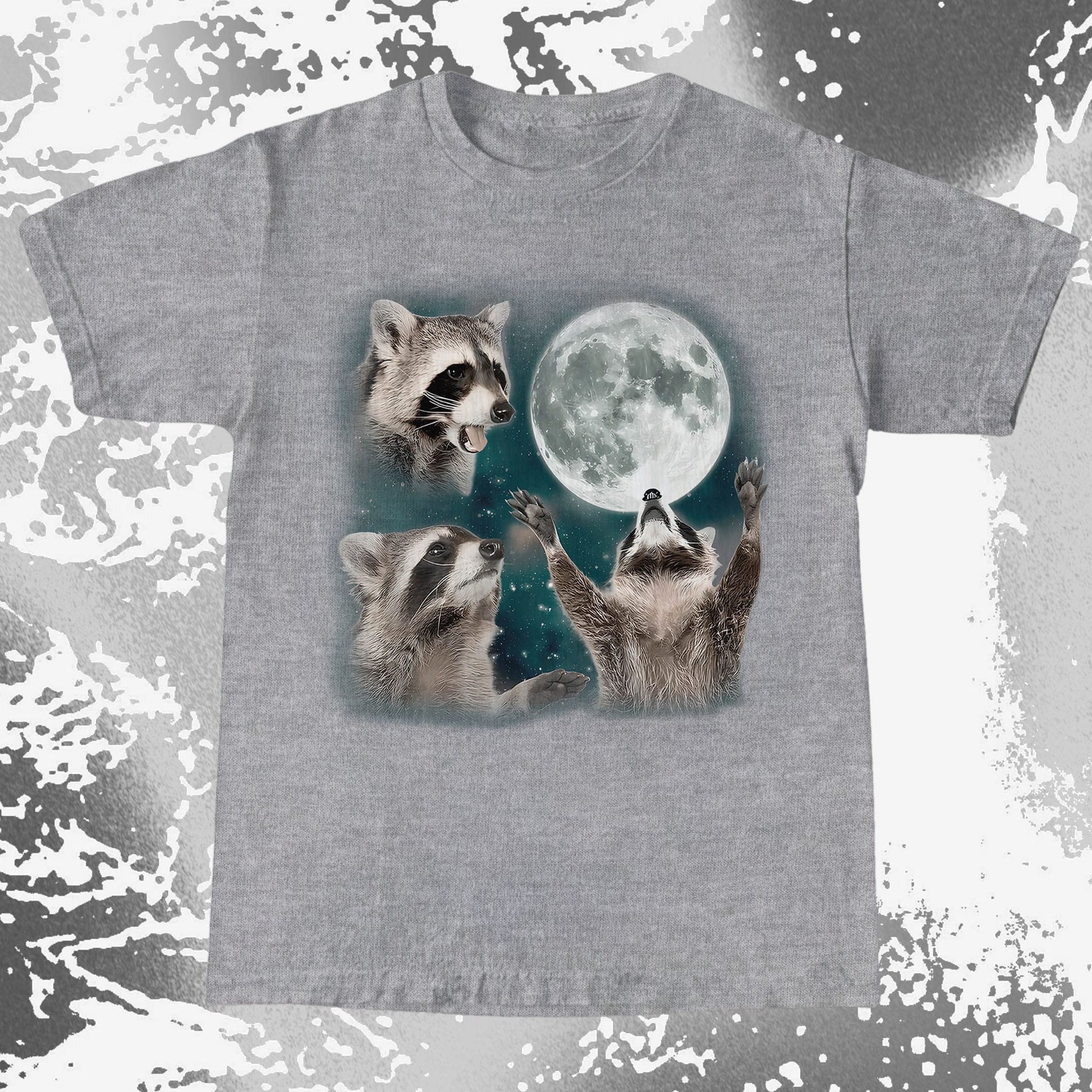 Three Raccoons Howling at the Moon Shirt, funny meme tee gift (view 5)