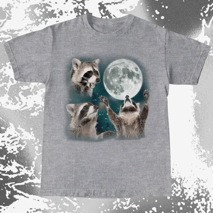 Three Raccoons Howling at the Moon Shirt, funny meme tee gift (view 5)