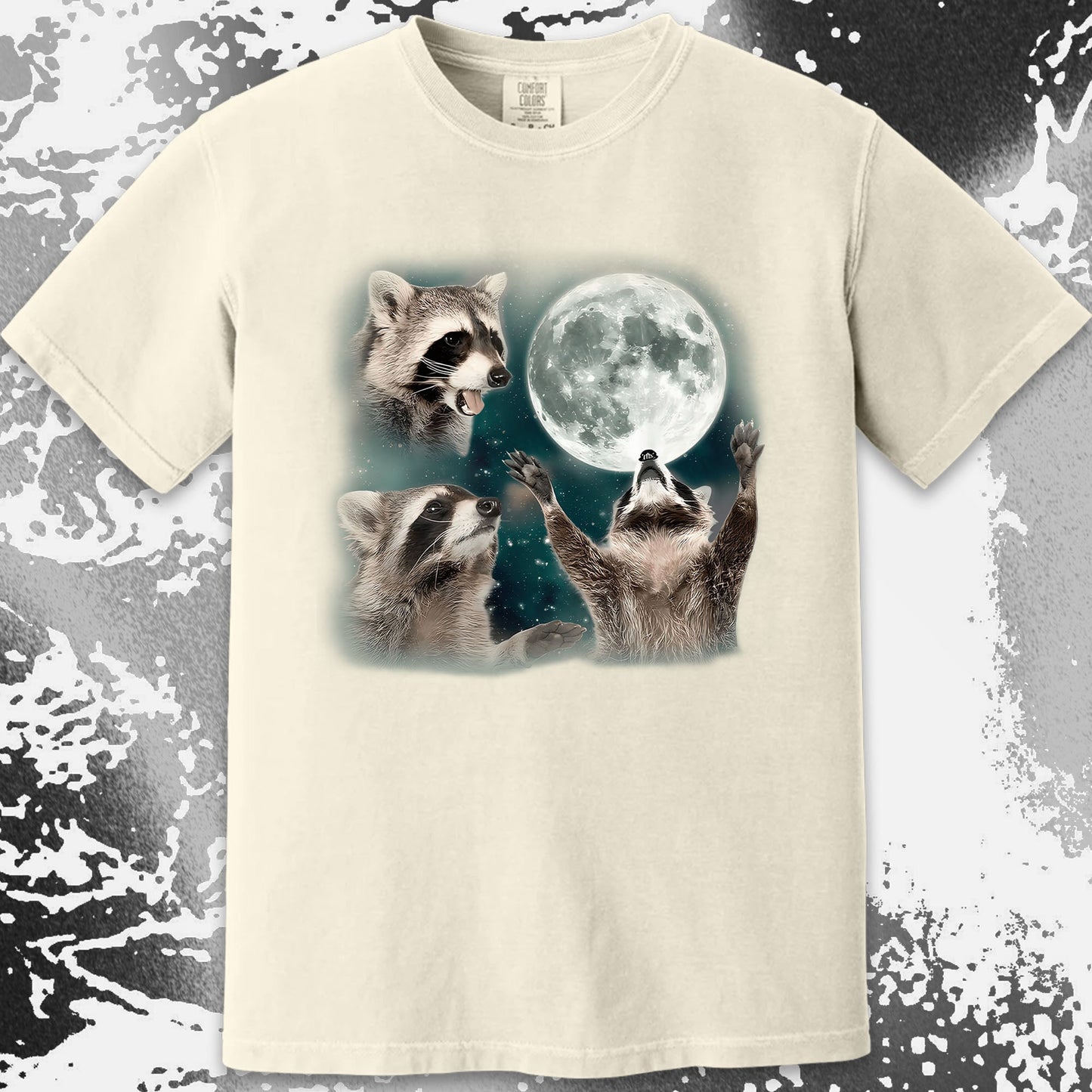 Three Raccoons Howling at the Moon Shirt, funny meme tee gift (view 18)