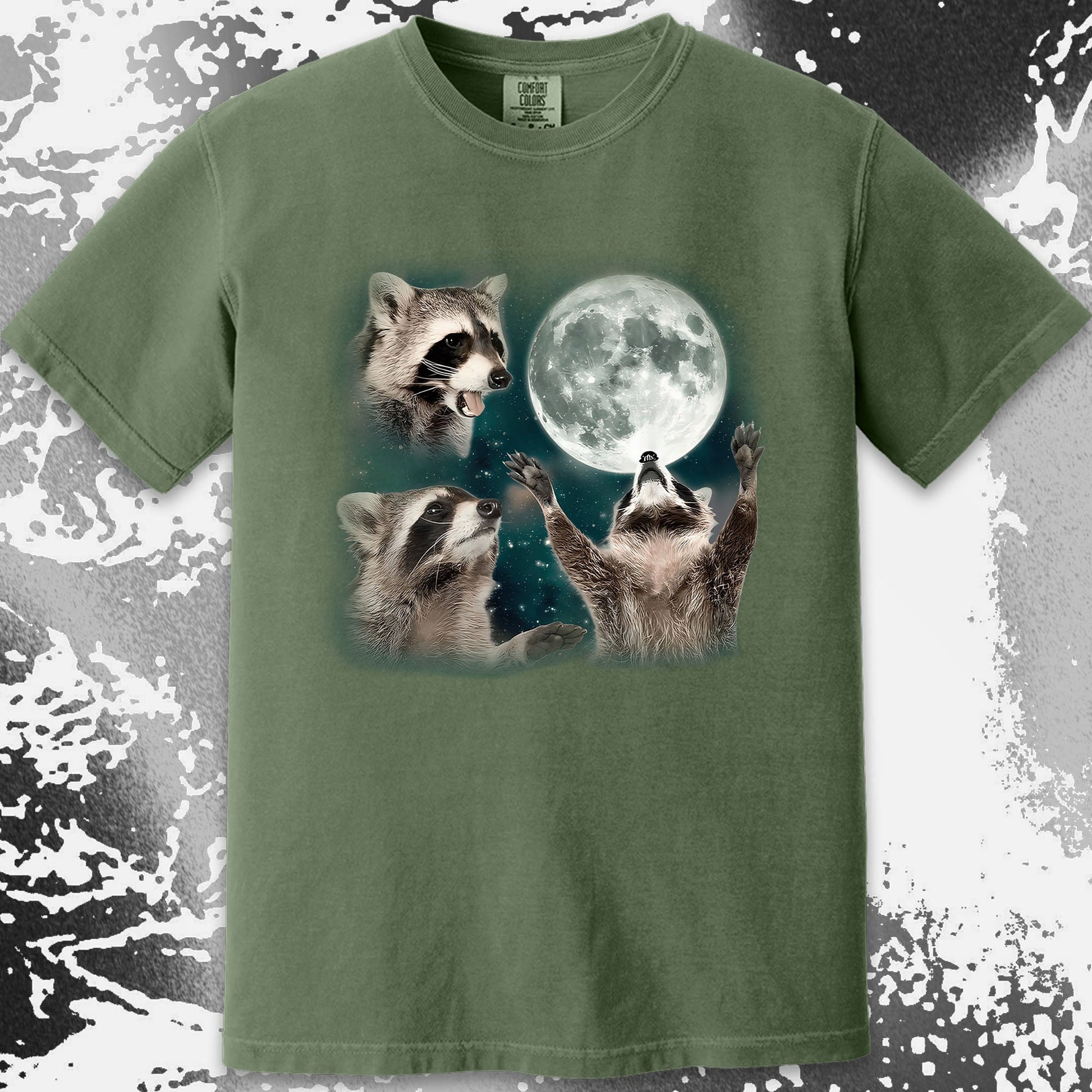 Three Raccoons Howling at the Moon Shirt, funny meme tee gift (view 15)
