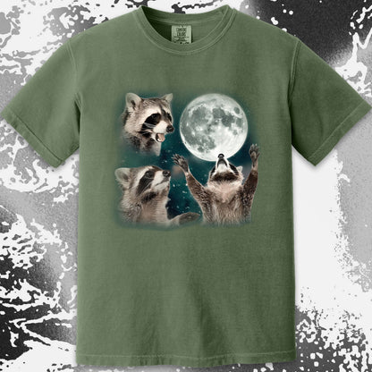 Three Raccoons Howling at the Moon Shirt, funny meme tee gift (view 15)
