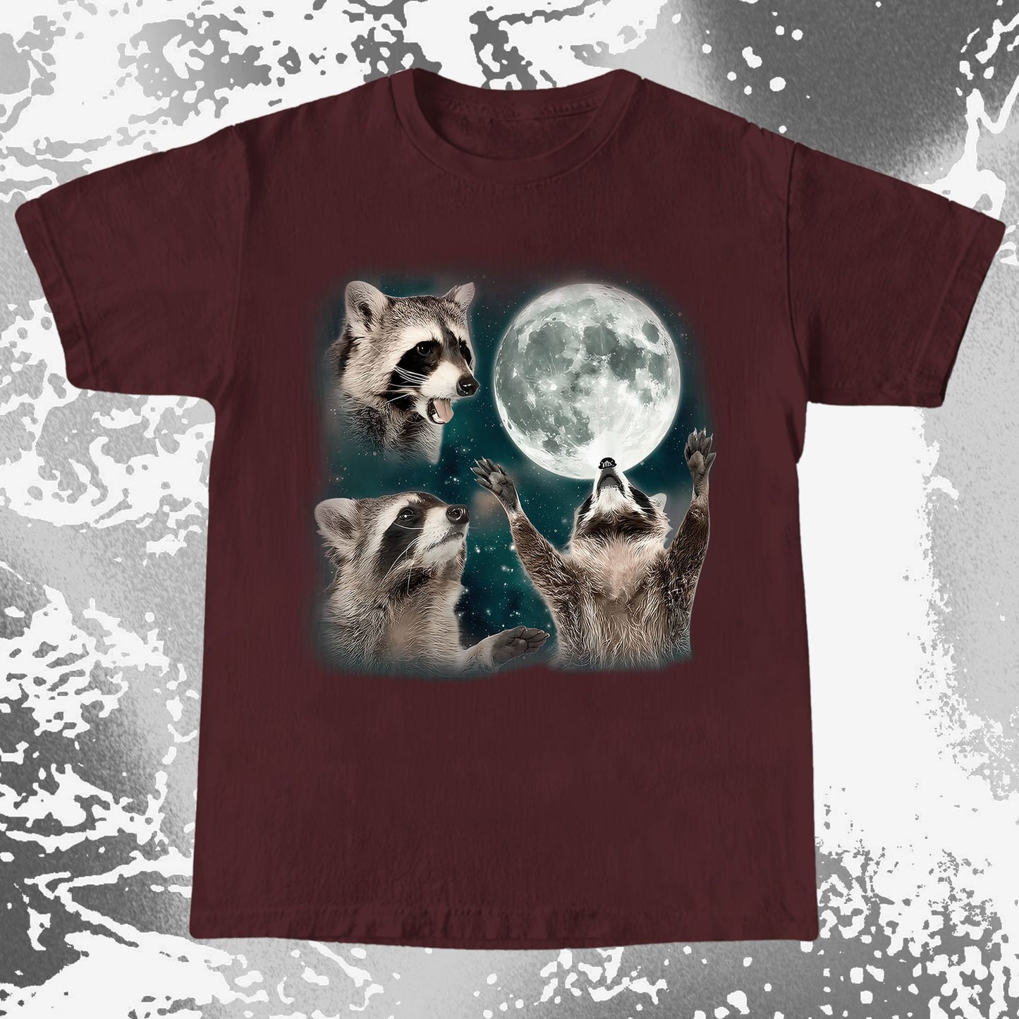 Three Raccoons Howling at the Moon Shirt, funny meme tee gift (view 8)