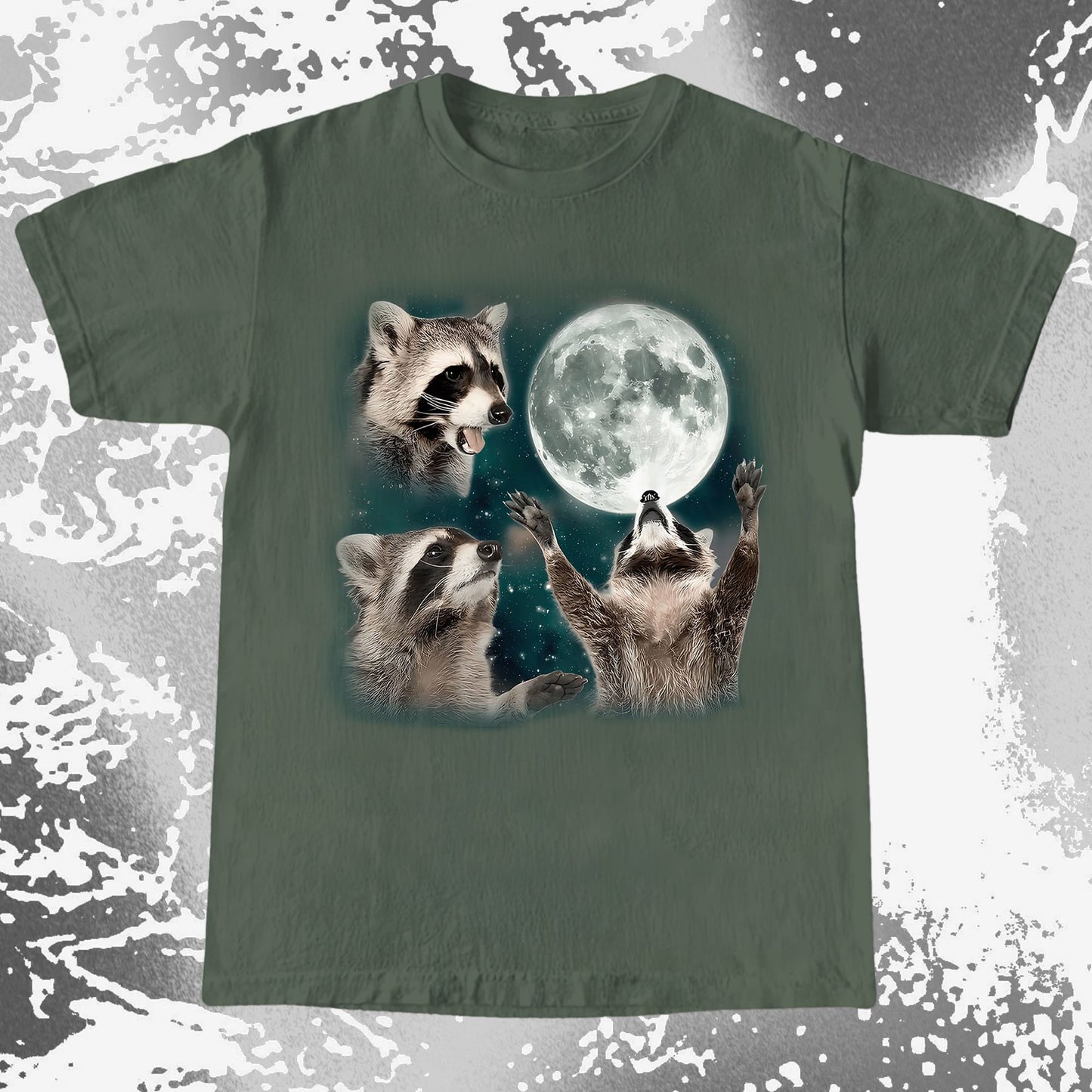Three Raccoons Howling at the Moon Shirt, funny meme tee gift (view 7)
