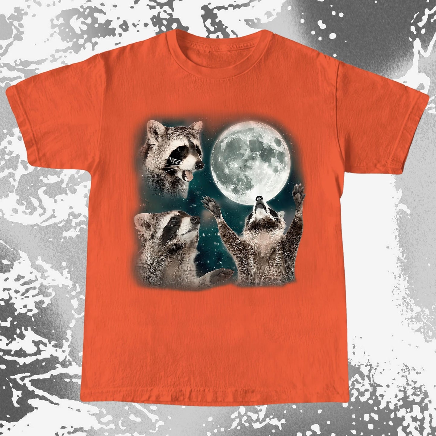 Three Raccoons Howling at the Moon Shirt, funny meme tee gift (view 10)