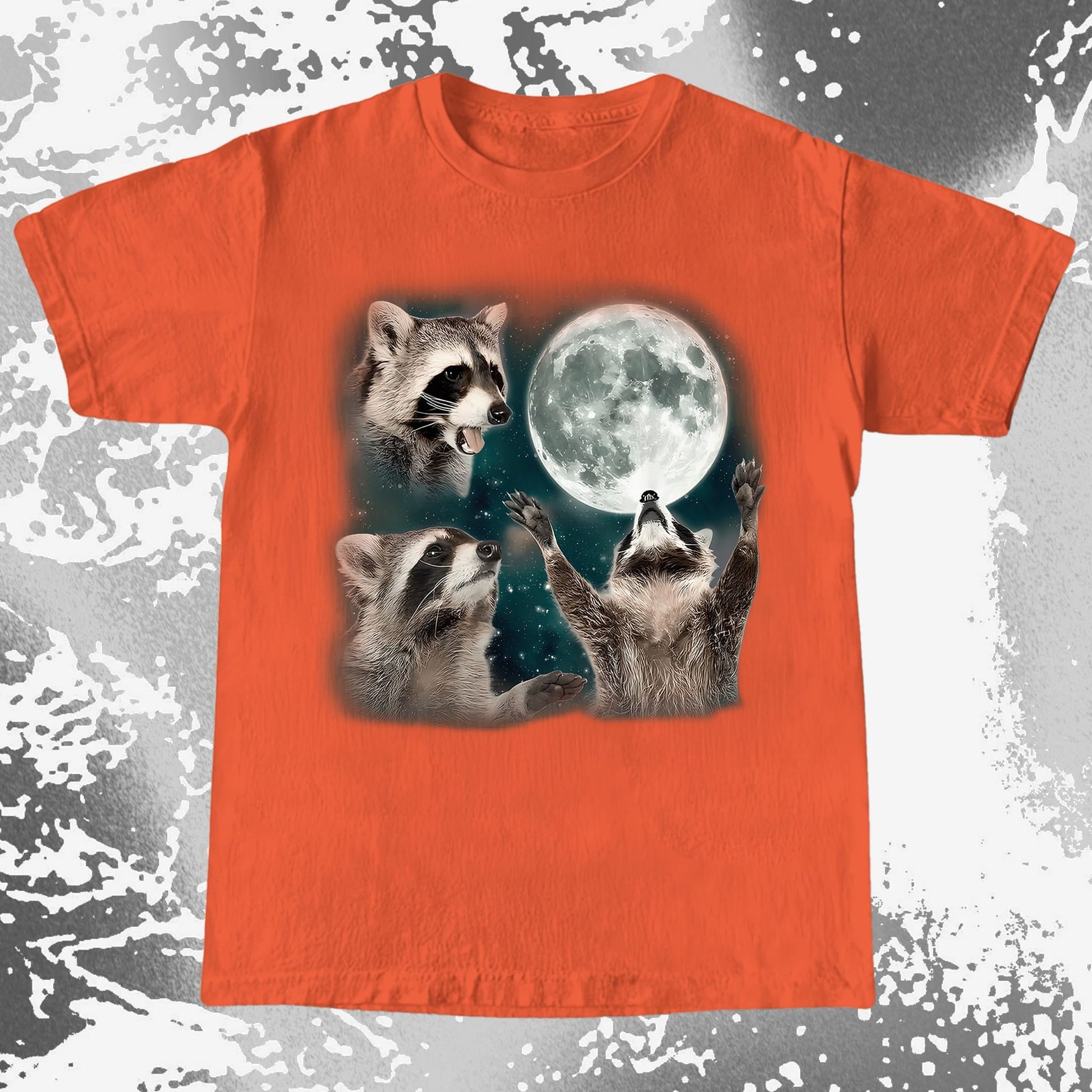 Three Raccoons Howling at the Moon Shirt, funny meme tee gift (view 10)